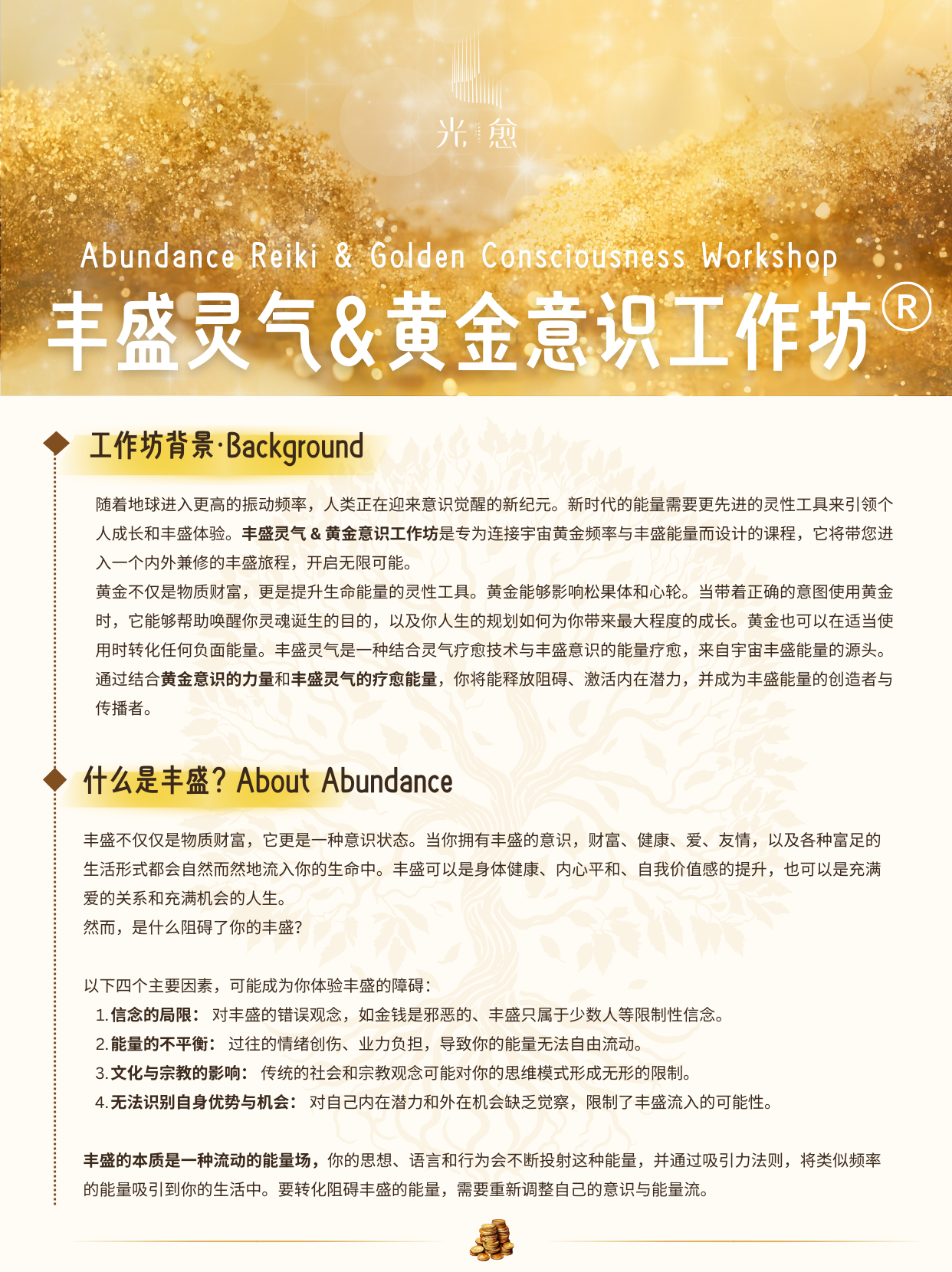 丰盛灵气&黄金意识工作坊®️
